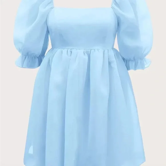 Shein Dresses | Shein Light Blue Puff Sleeve Dress | Color: Blue | Size: 4x | Liv_John403's Closet